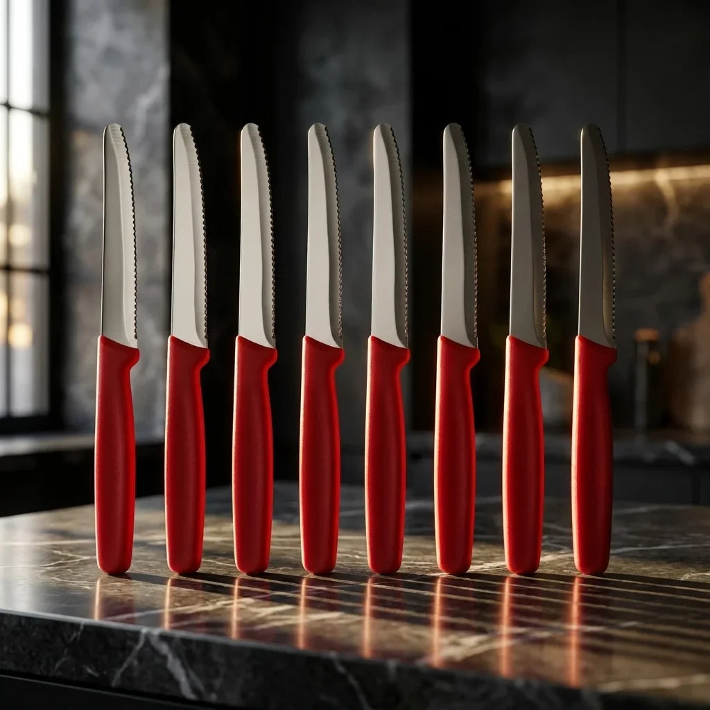 Serrated Stainless Steel Steak & Fruit Knife Set (1–8 Pcs)