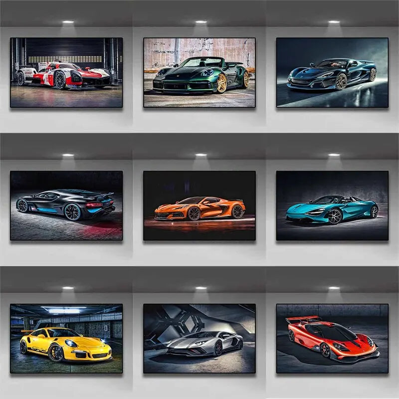 Supercar Canvas Wall Art | Sport Car Poster for Living Room