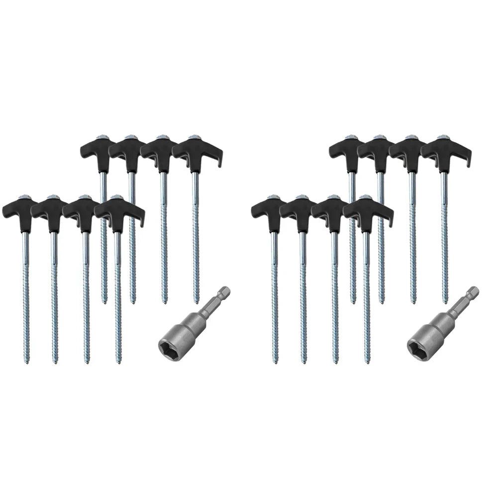 Screw Tent Stakes 8 M8 Carbon Steel Spiral Pegs Hex Socket Luminous