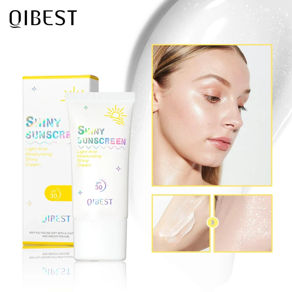 QiBest Glitter Sunscreen Cream – Brightening SPF Concealer 28g
