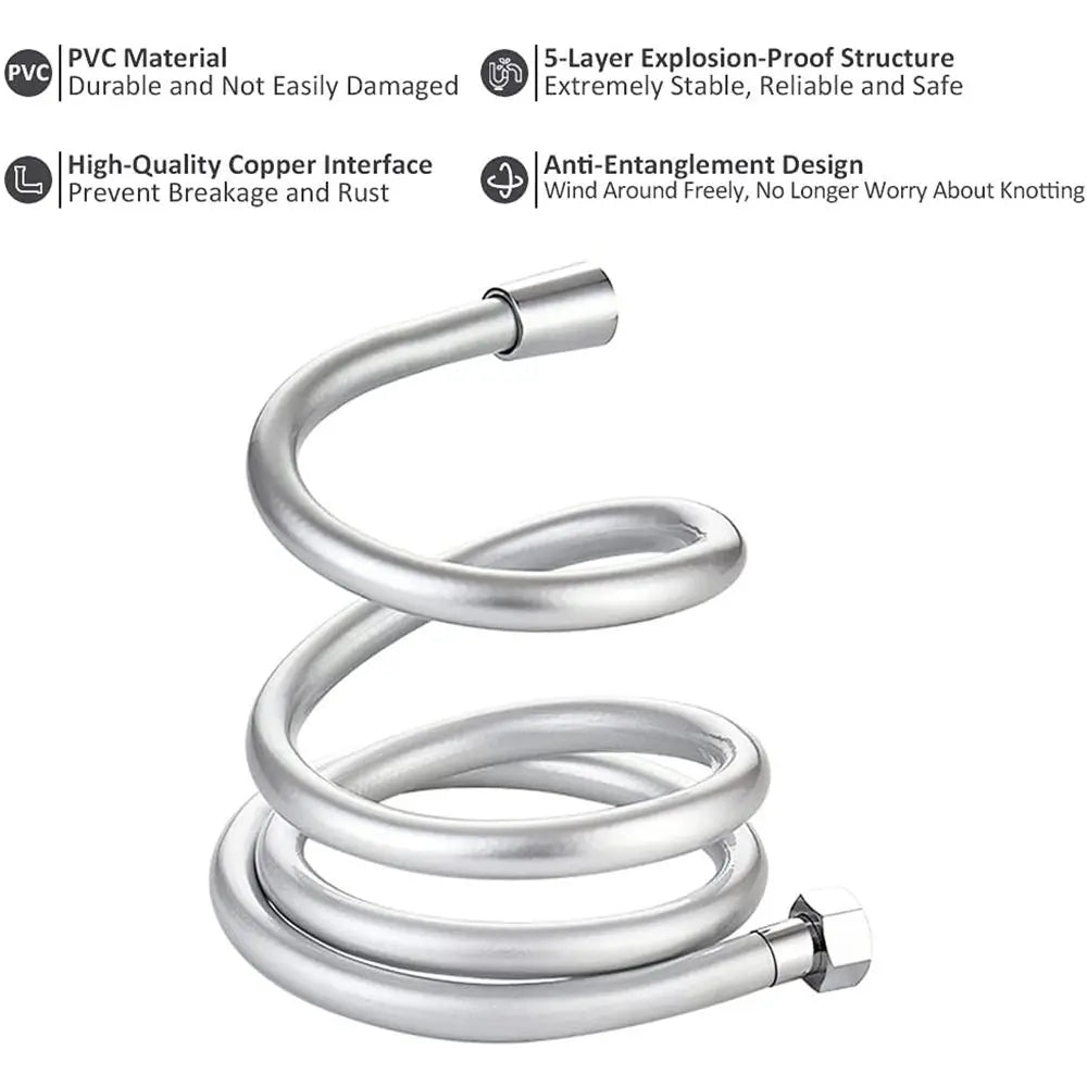 1 15 2m GI 2 Pressure PVC Handheld Shower Hose Universal Interface