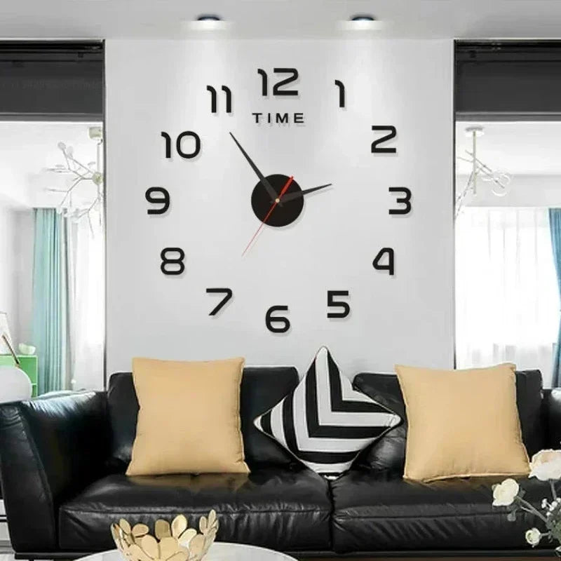 Acrylic Mirror Wall Clock – Floral DIY Home Décor, 40cm
