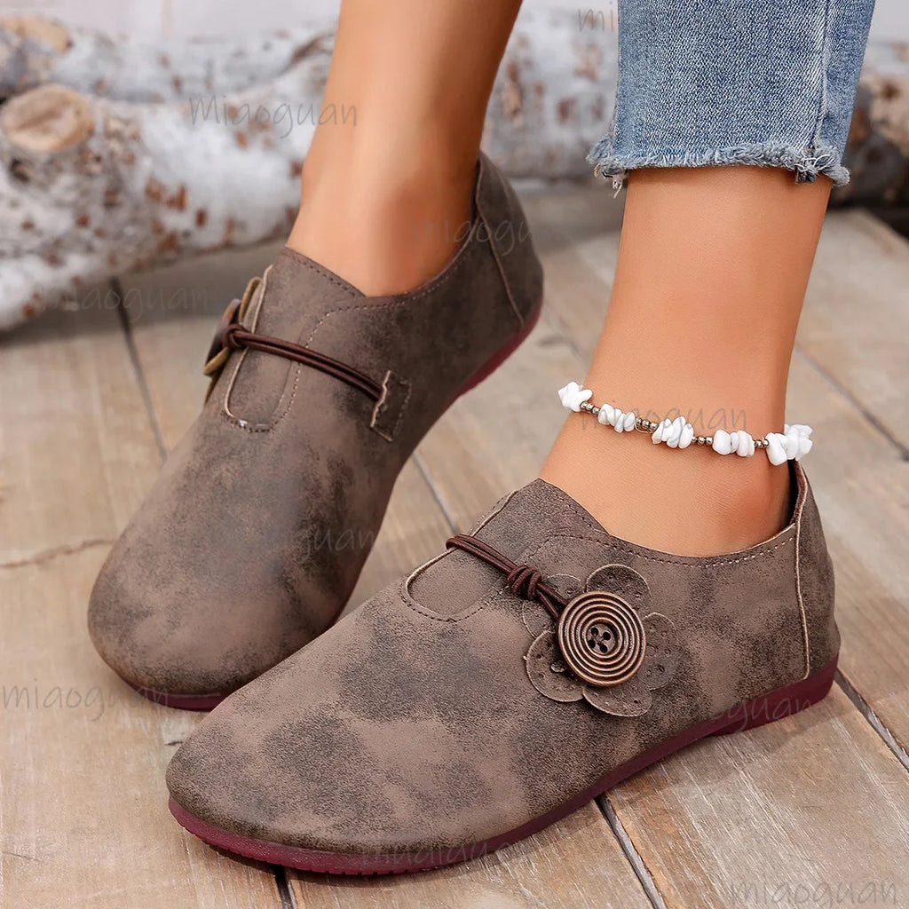 Women's Roman Style Flat Shoes – Soft PU Leather Casual Flats