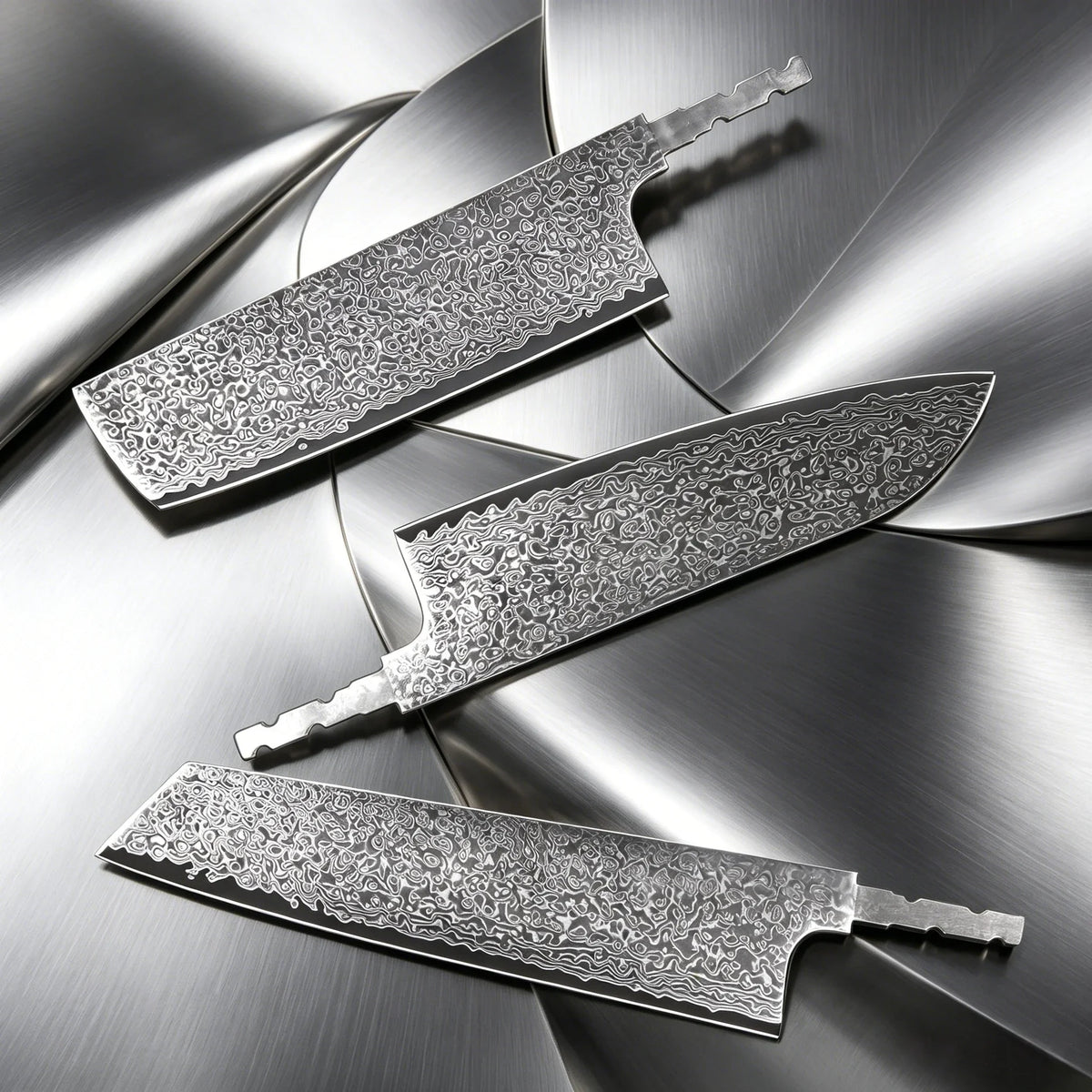 67-Layer Damascus Steel Chef Knife Blank – Hand Forged, No Handle