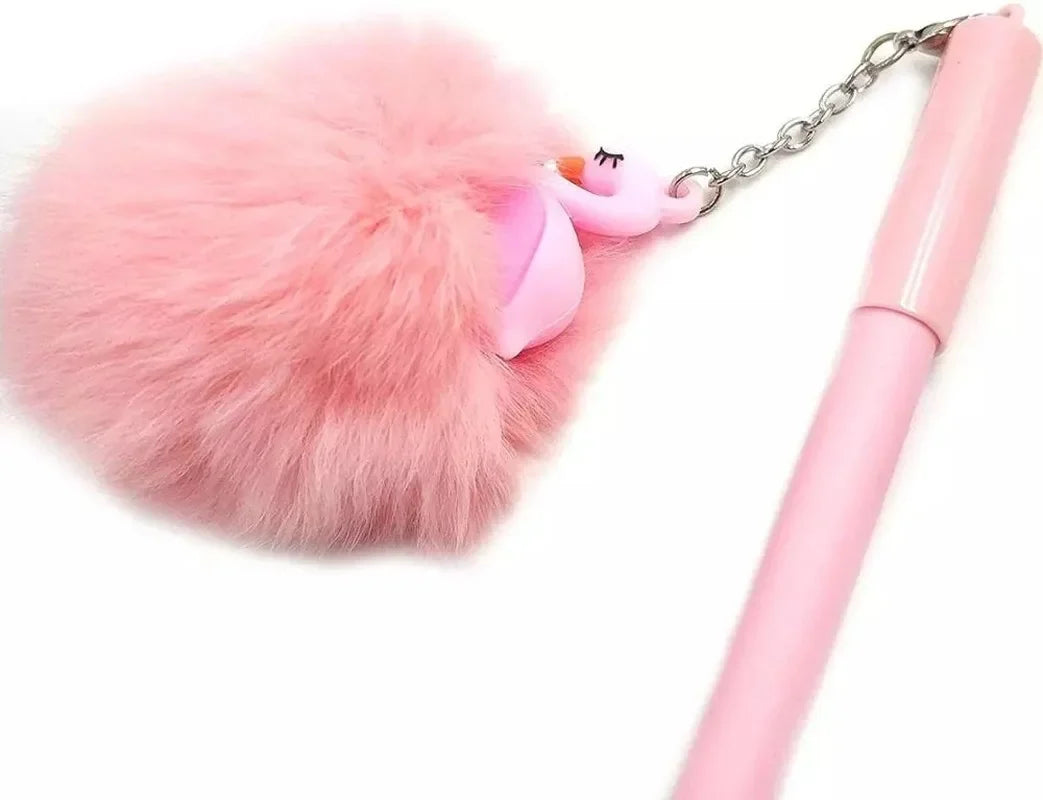 Pink Flamingo Plush Gel Pen – Kawaii School Writing Pen for Girls