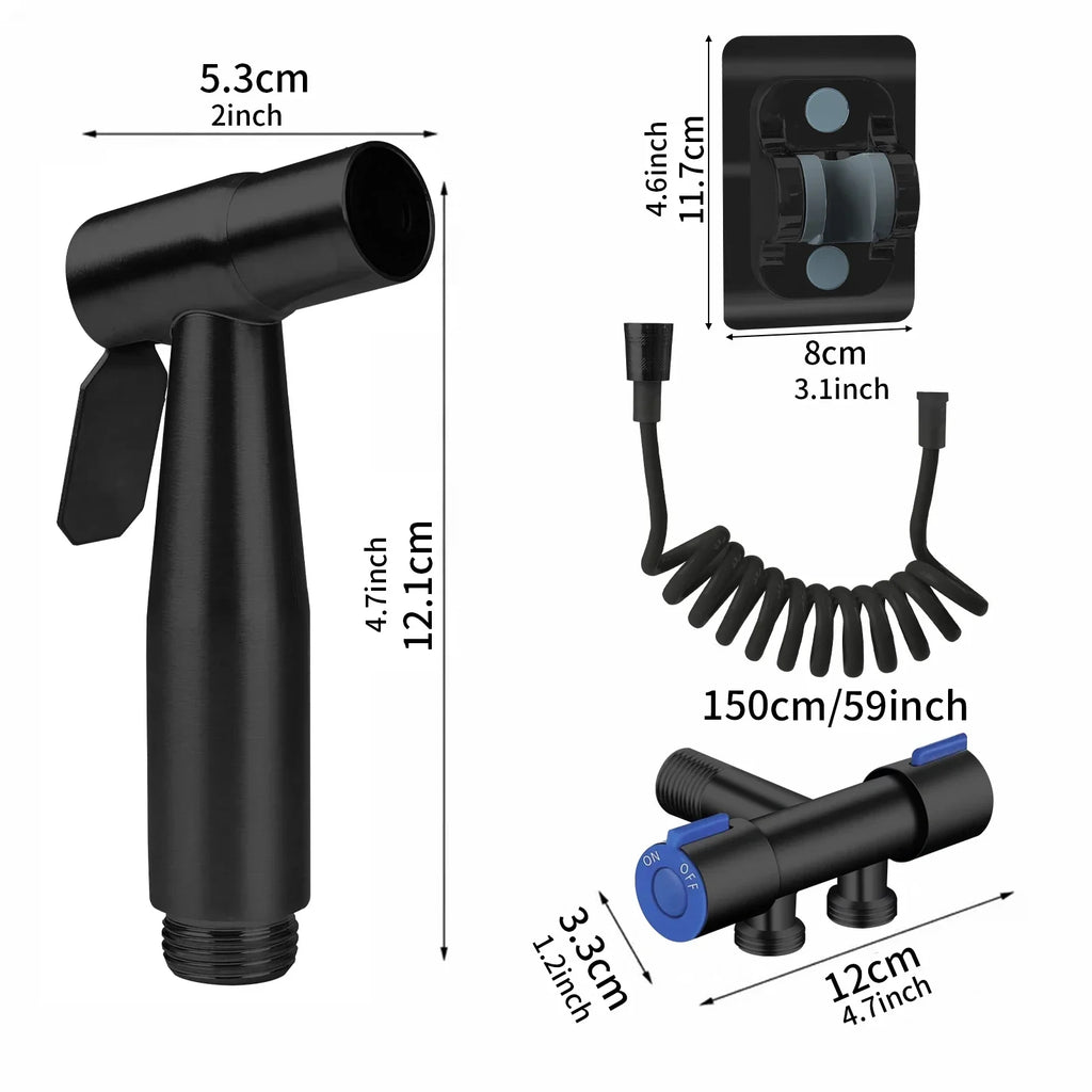 Handheld Bidet Sprayer Stainless Steel Spray Gun Shower Bathroom