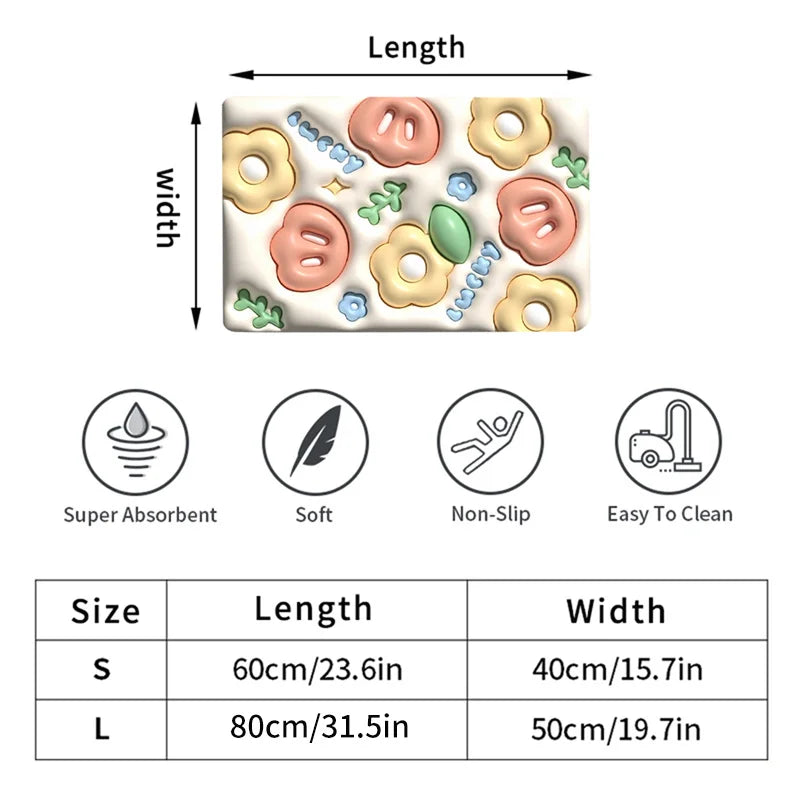 3D Visual Non-Slip Bath Mat – Kawaii Bathroom Rug | Home Décor