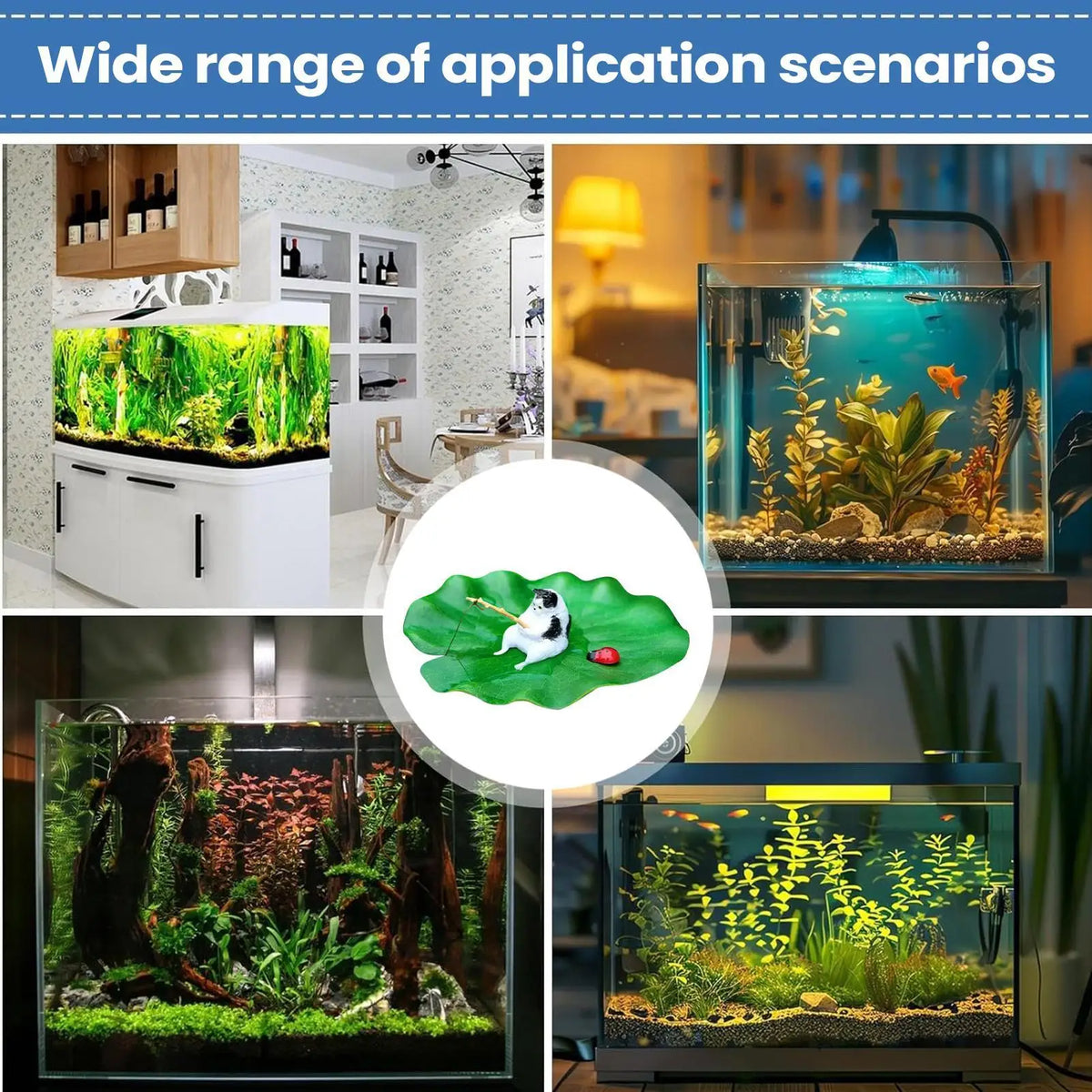 Floating Cat Fishing Aquarium Ornament – Resin Betta Tank Decor