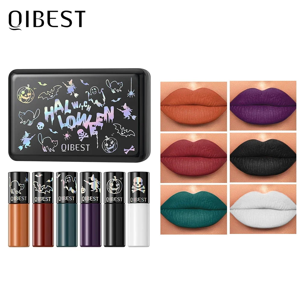 QiBest 6-Pc Matte Liquid Lipstick Set – Halloween Lip Makeup