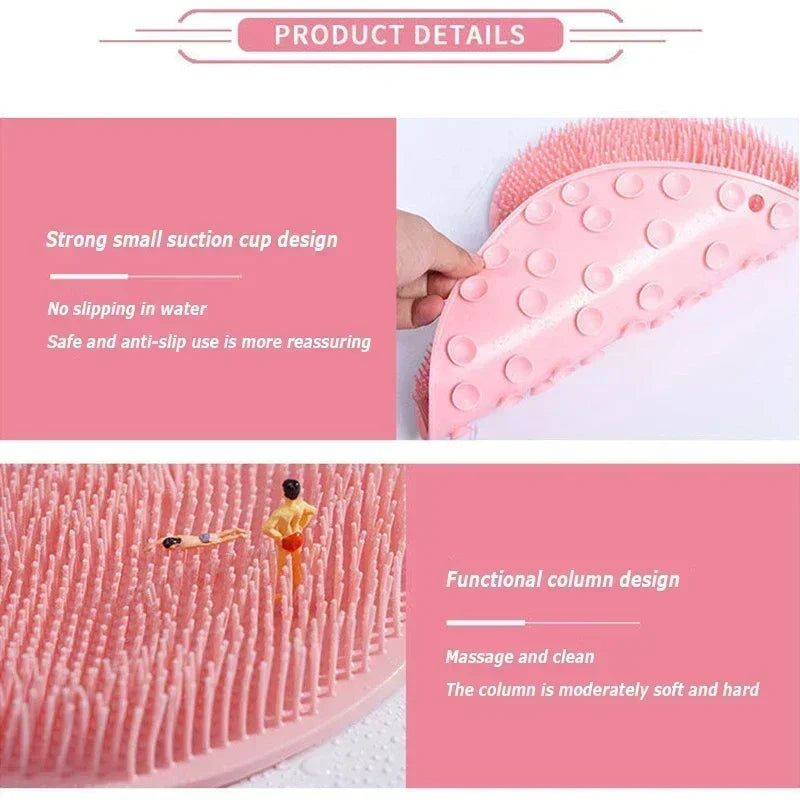 Non-Slip Bath Massage Mat & Back Scrubber Brush | TPR