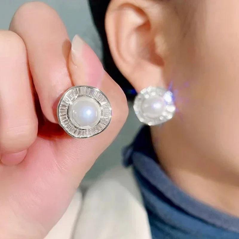 Huitan Imitation Pearl Stud Earrings – Dainty Fashion Jewelry