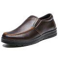 YBQJOO Men's Slip-On Leather Loafers – Flat Casual Business Shoes