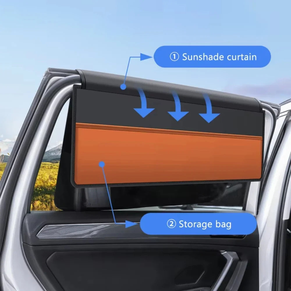 Magnetic Retractable Car Window Sun Shade Curtain + Storage Bag