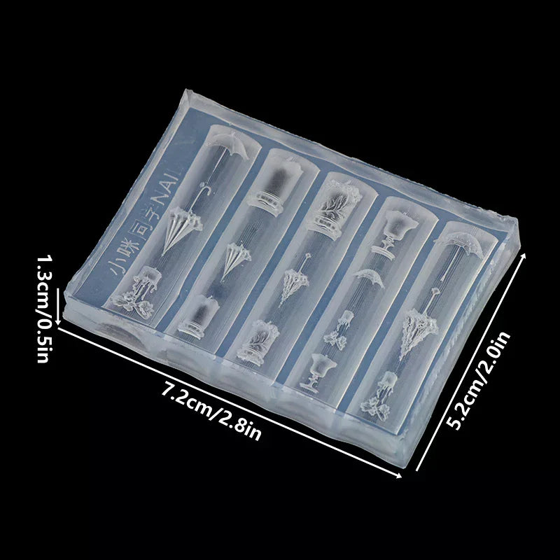 3D Lace Umbrella Silicone Nail Art Mold | DIY Manicure Template