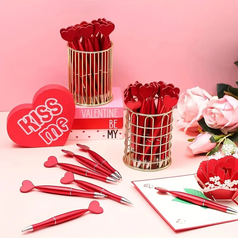 5-Pack Valentine's Day Heart Shape Pens | Black Ballpoint Ink