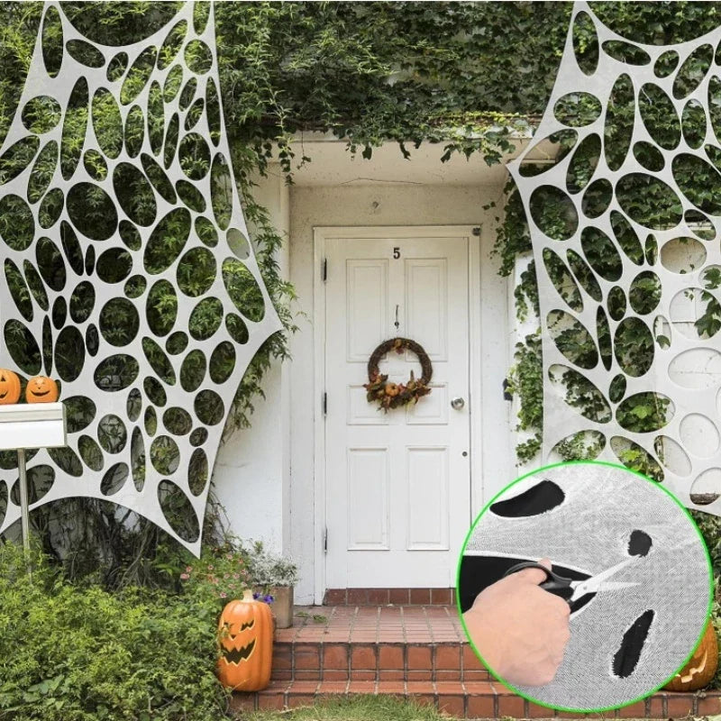 Large Stretchable Halloween Spider Web Cobweb Decoration Set
