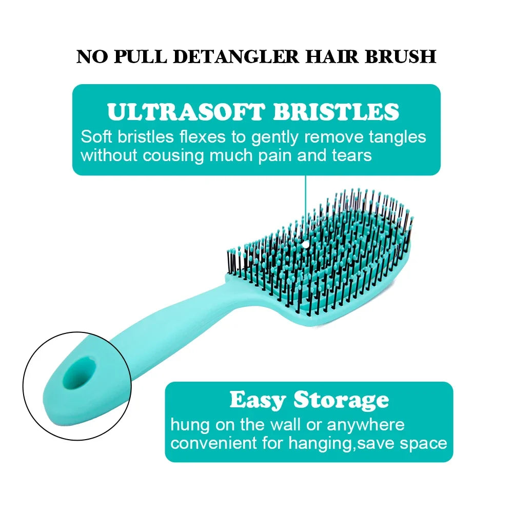 Hollow Detangling Brush for Afro 3A–4C Curly Natural Hair