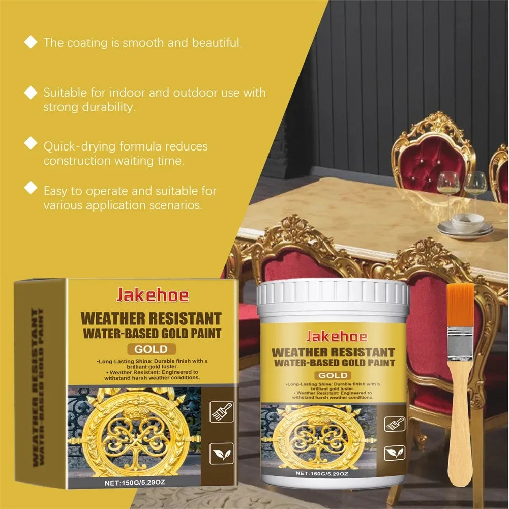 Water-Based Metallic Gold Paint | Outdoor Anti-Corrosion Finish