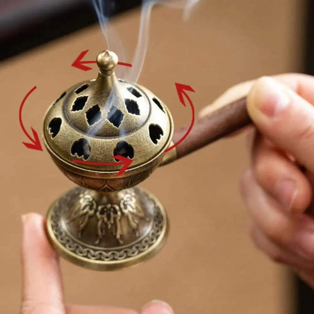 Vintage Alloy Sandalwood Incense Burner Elephant Lucky Hollow Out