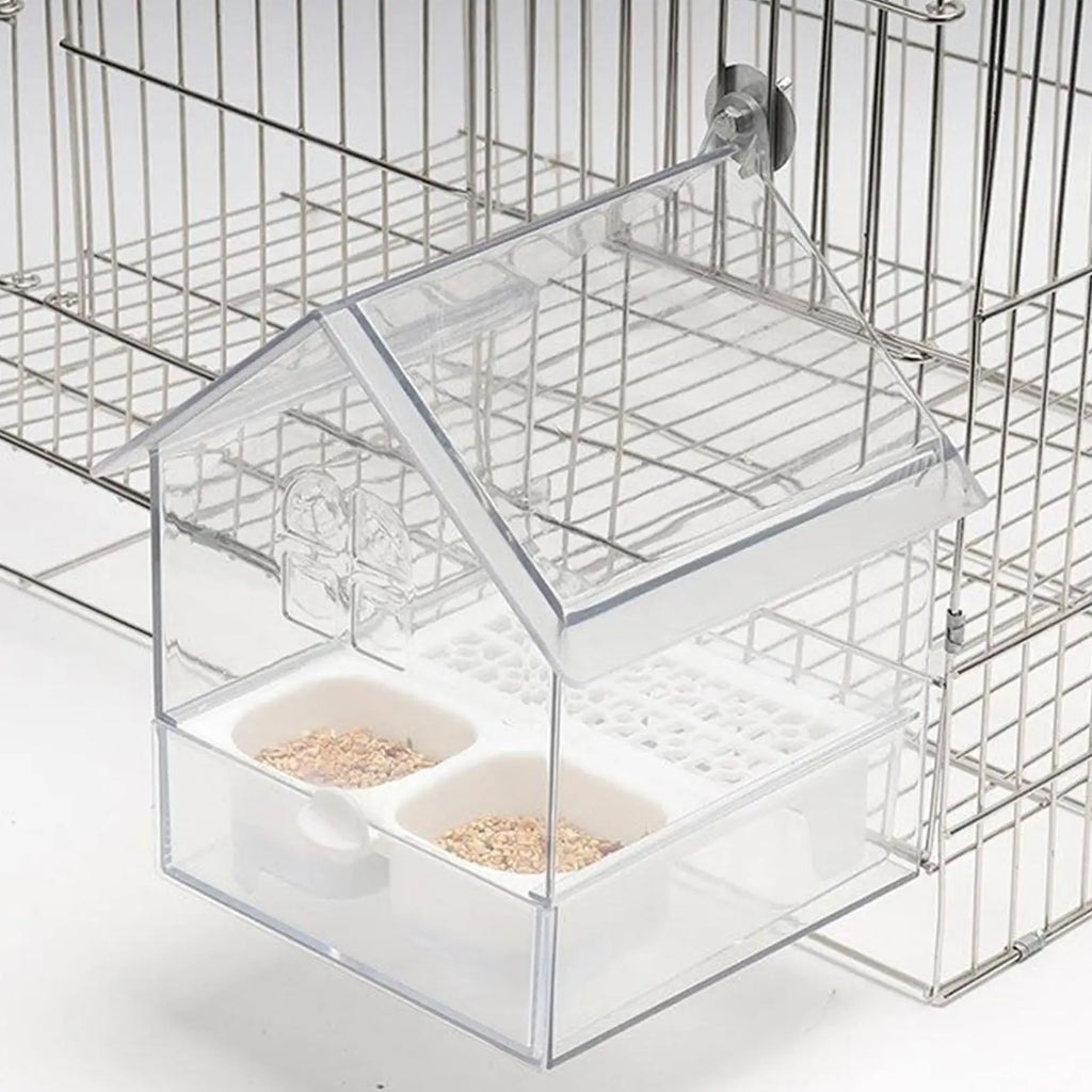 Bird Feeder House Parrot Water Food Dispenser Bathing Tub Pet Lover