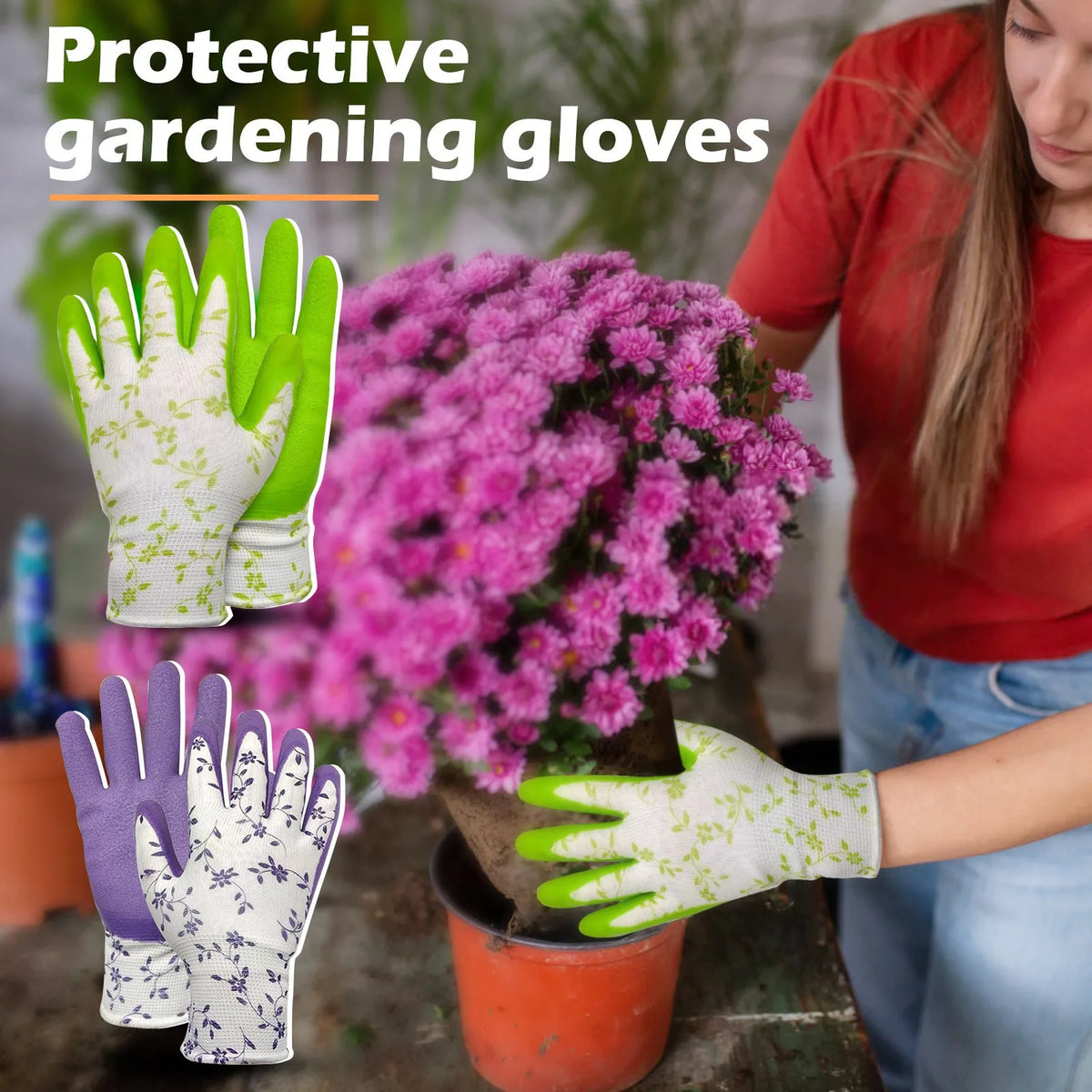 Breathable Latex Garden Gloves for Women – 6 Pairs, One Size