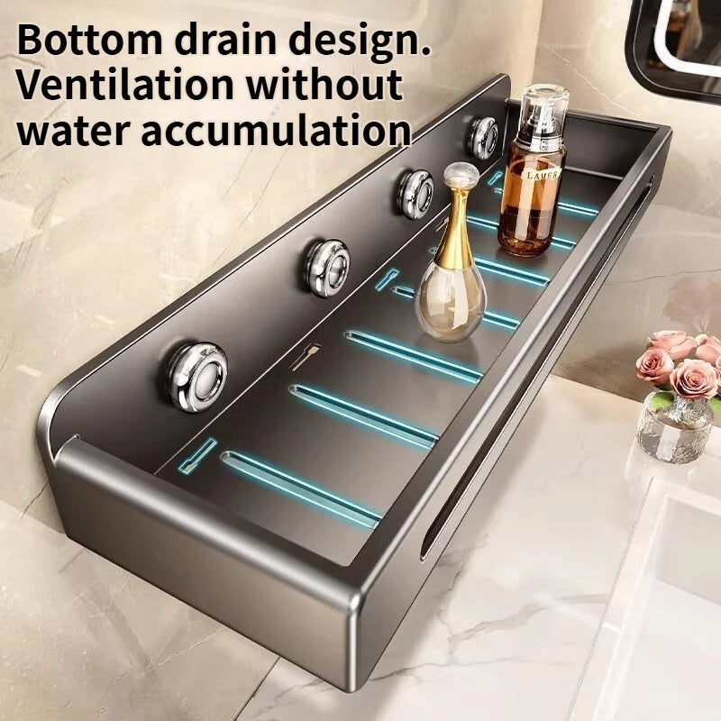 No-Drill Suction Cup Bathroom Shelf & Shampoo Holder Rack