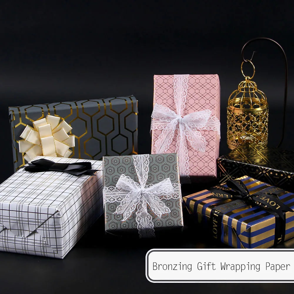 50x70cm Bronzing Wrapping Paper Gold Polka Dots Birthday Valentine's
