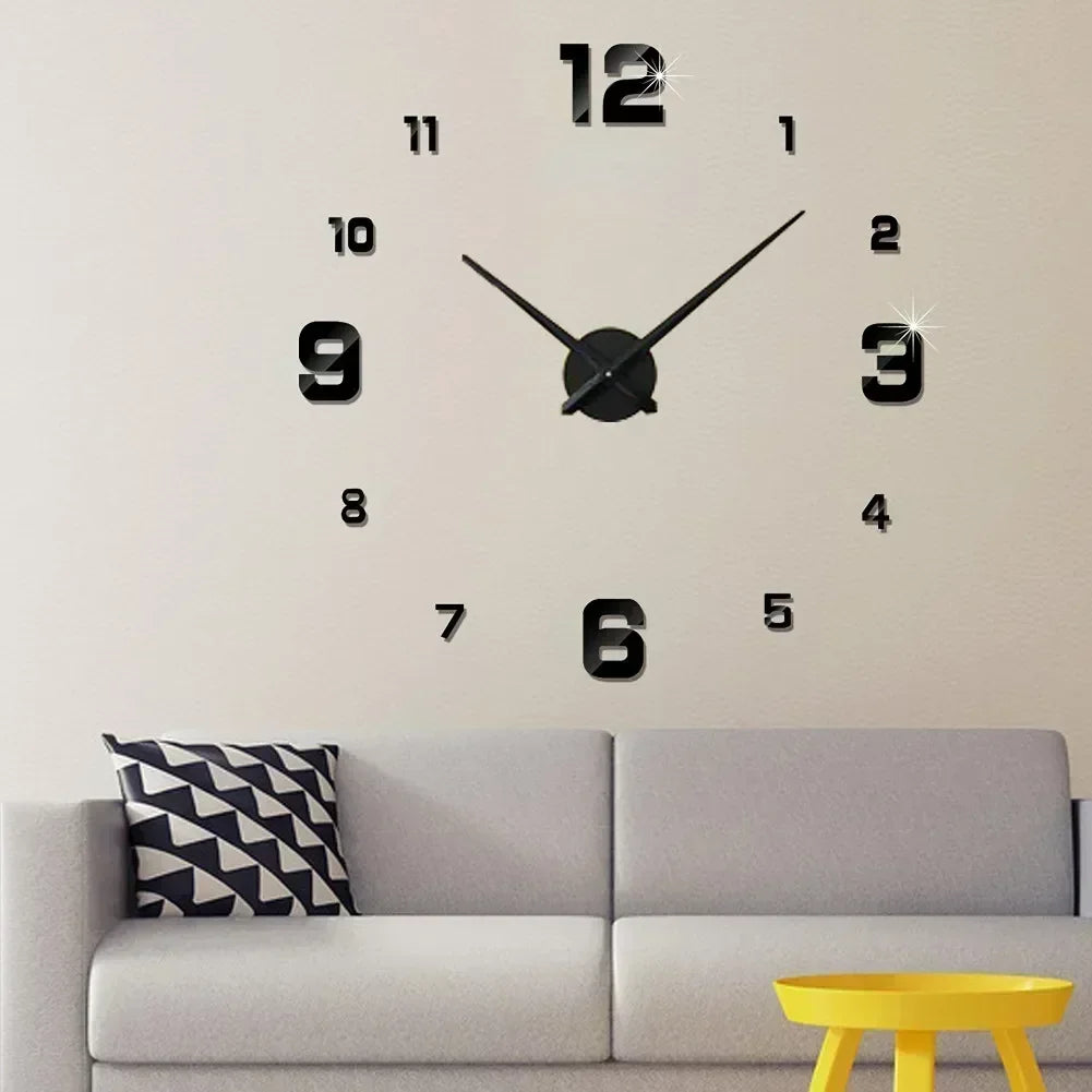 Large Acrylic Mirror Wall Clock | Modern Silent Home Decor
