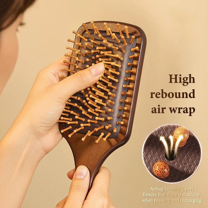 Natural Sandalwood Scalp Massage Hair Brush & Comb