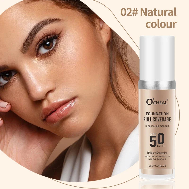 O'CHEAL SPF50 PA+++ Liquid Foundation – Full Coverage & Hydrating