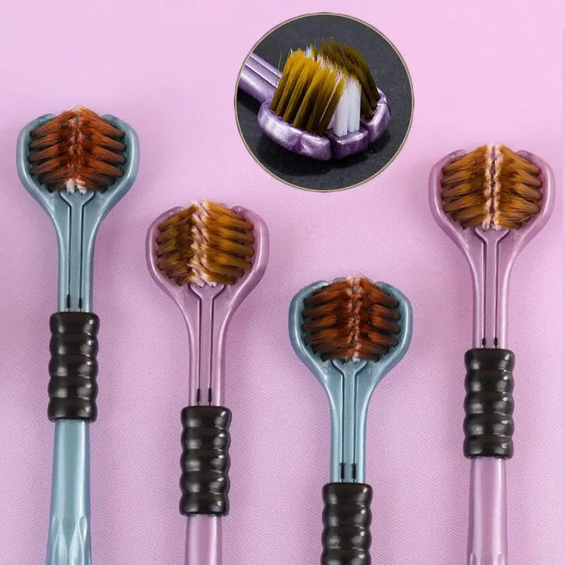 2-Pack 3D Three-Sided Toothbrush with Tongue Scraper 360°