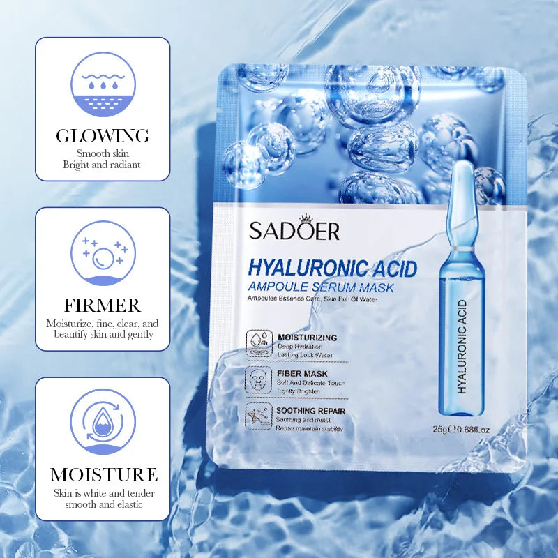 SADOER Hyaluronic Acid Face Masks – Hydrating & Firming 10 Pack