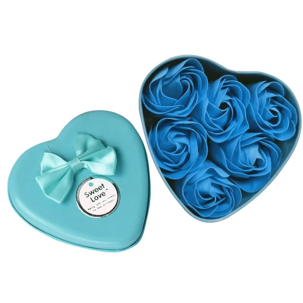 6-Piece Scented Rose Petal Soap Gift Set | Heart Box Wedding Favor