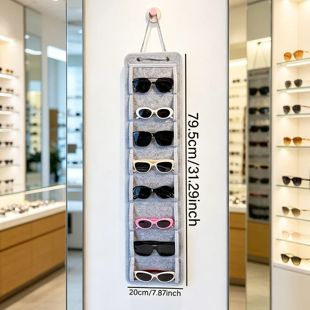 1pc8 Grid Wall Mounted Glasses Display Storage Hanging Bag Multi