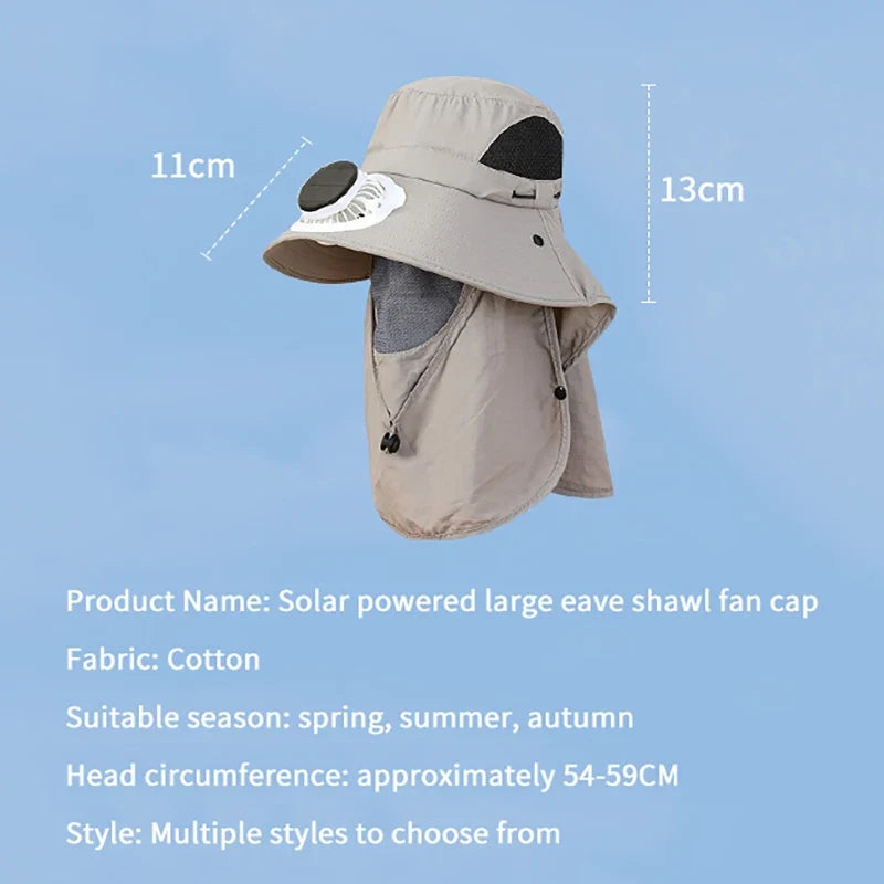 Solar Fan Hat – Wide Brim UV Protection Outdoor Fishing Hat