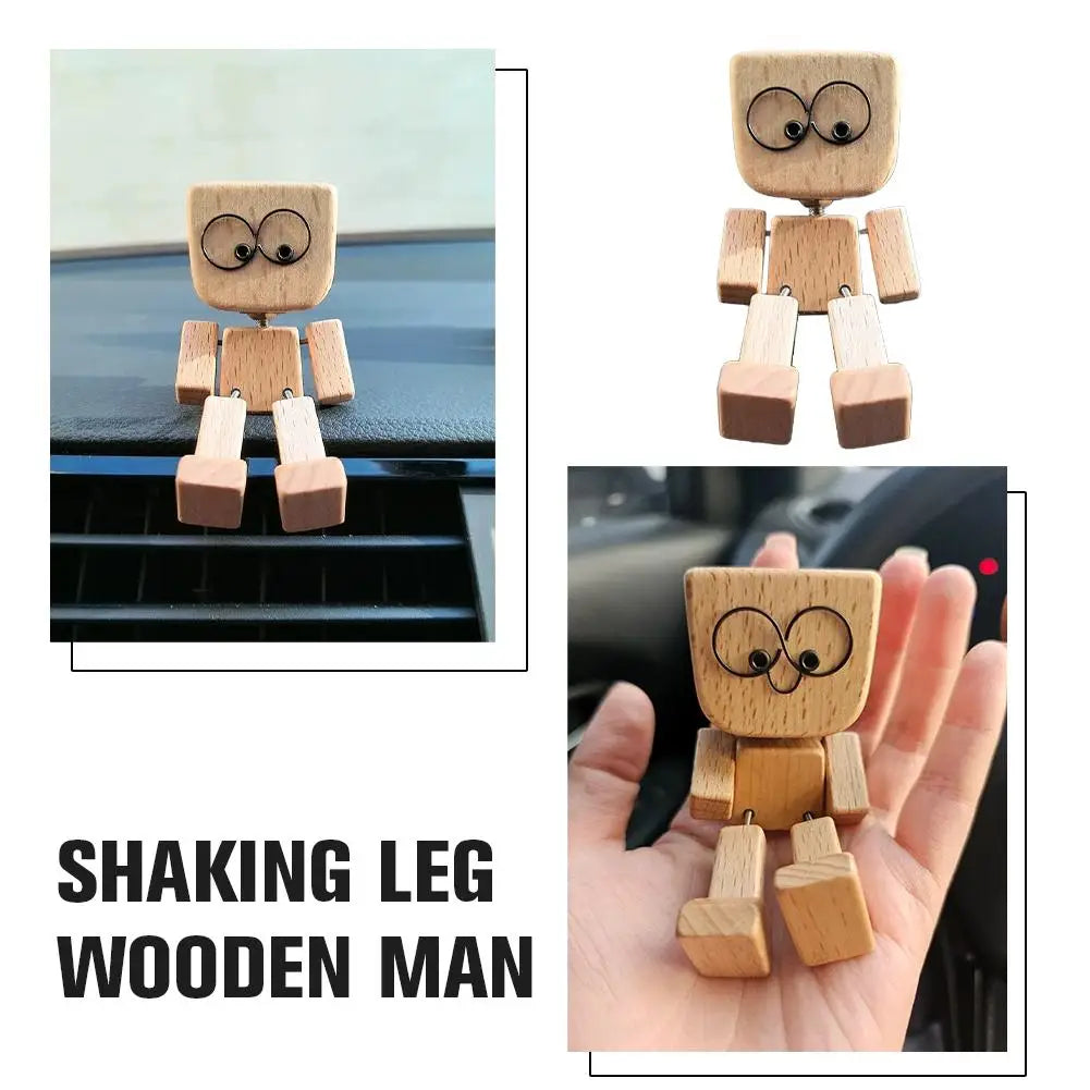 Shaking Wooden Man Figurine – Funny Car Dashboard Ornament
