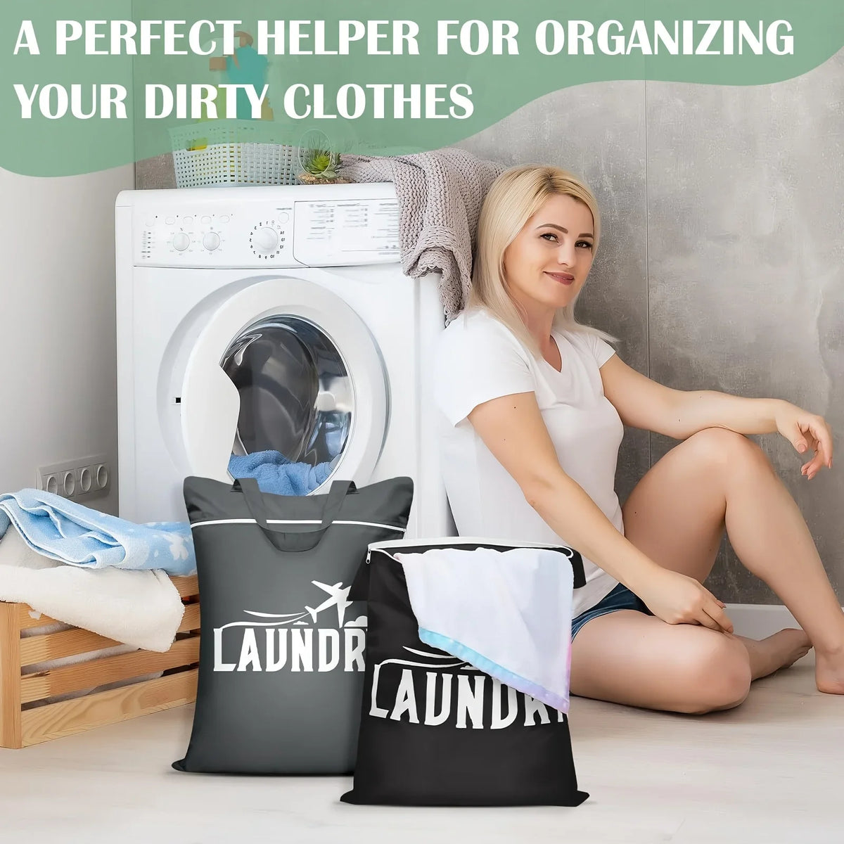 Large Washable Travel Laundry Bags Suitable Diapers Dirty Clothes