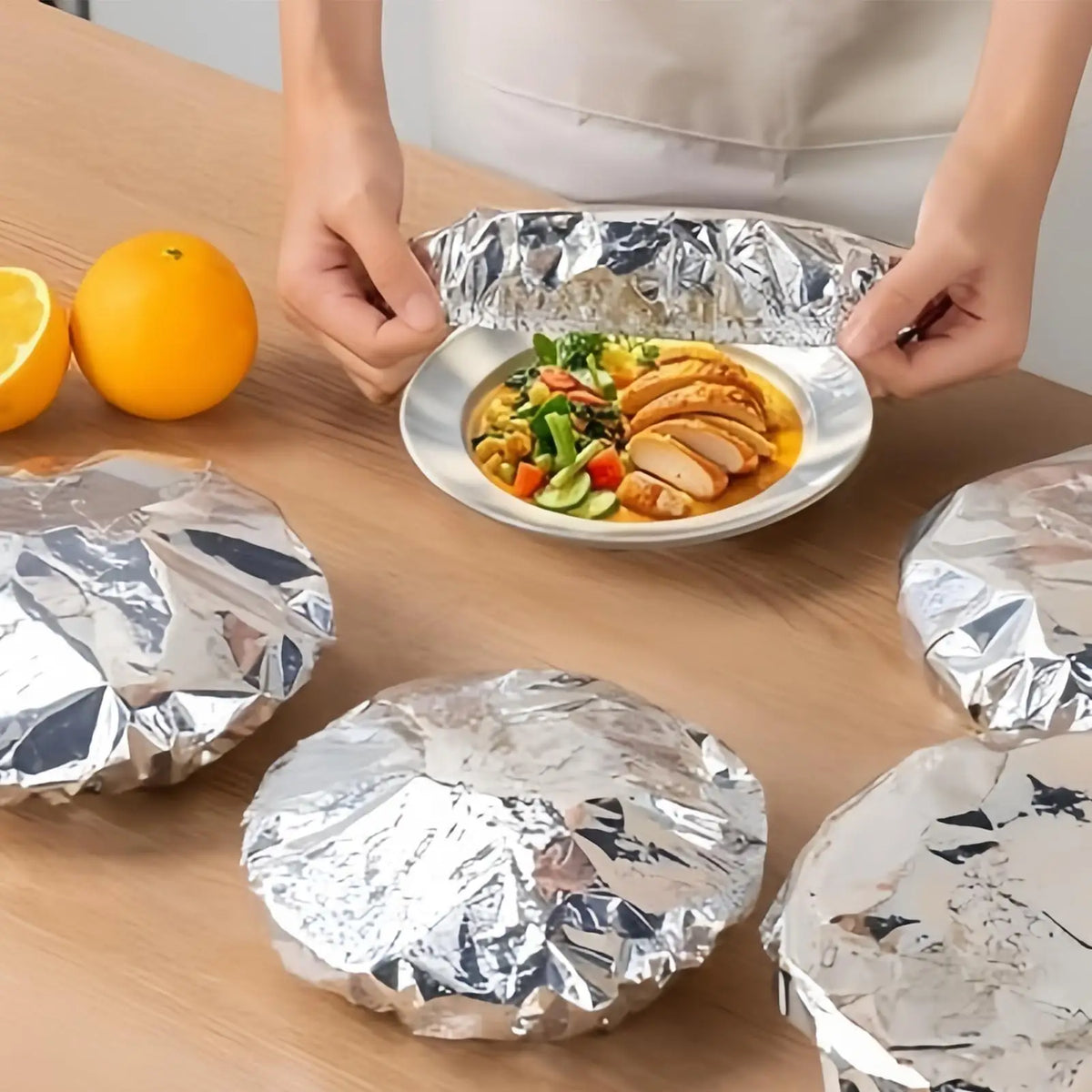 10-Pack Aluminum Foil Food Covers – Reusable Stretch Plate Lids