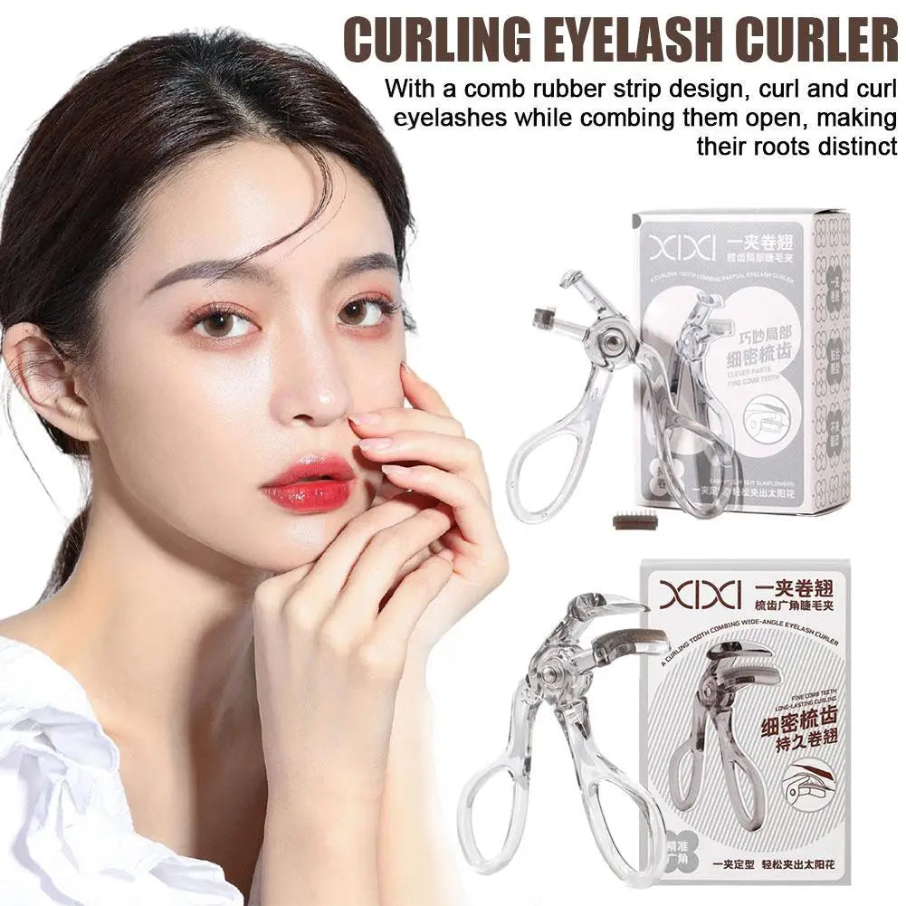 Wide-Angle Eyelash Curler with Comb | Portable Lash Tool