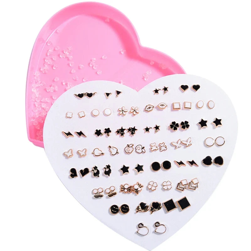 36 Pairs Crystal Flower Stud Earrings Set for Women & Girls