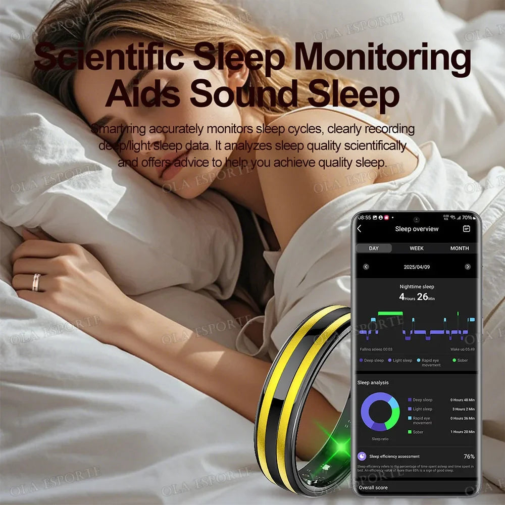 Gesture Sensing Smart Ring Health Monitor Outdoor Waterproof Real HRV