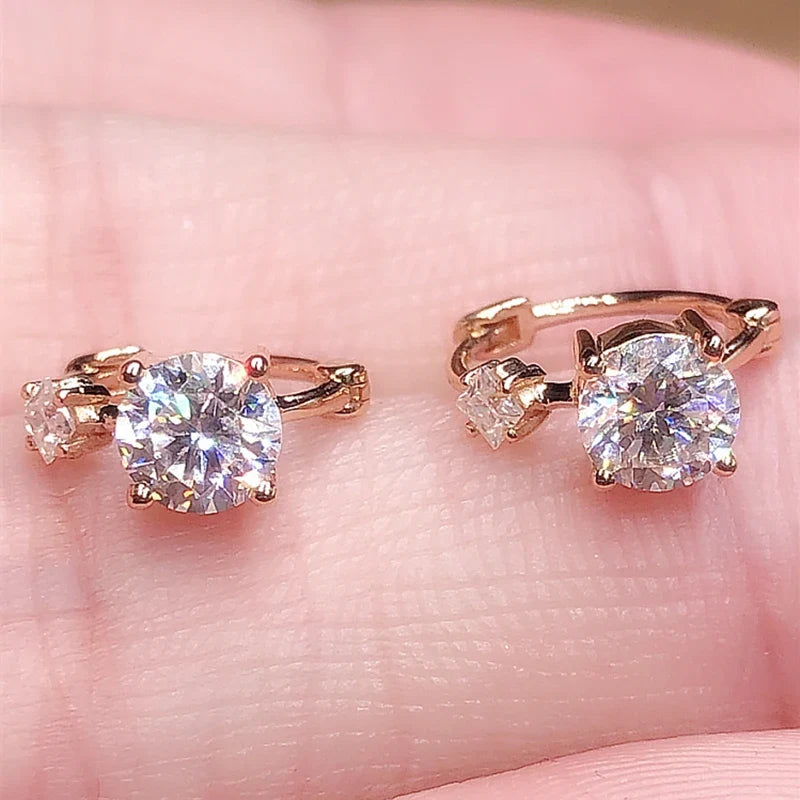 Huitan Rose Gold Hoop Earrings with Cubic Zirconia | Women