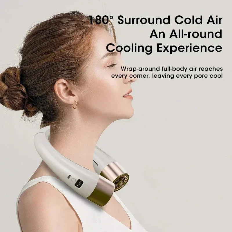 Foldable Hands-Free Neck Fan | USB-C 5-Speed Bladeless Cooler