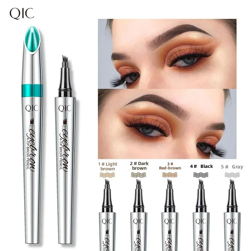 QIC Waterproof Liquid Eyebrow Pen – 4-Tip, Long-Lasting Brows