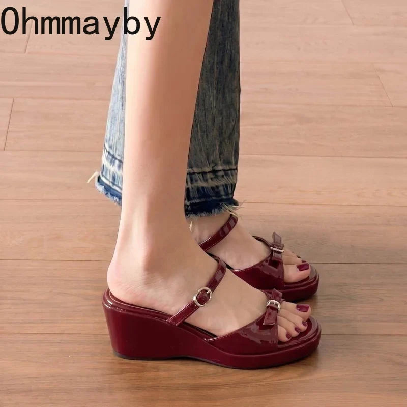 Women's Platform Wedge Slides – Open Toe Summer Sandals