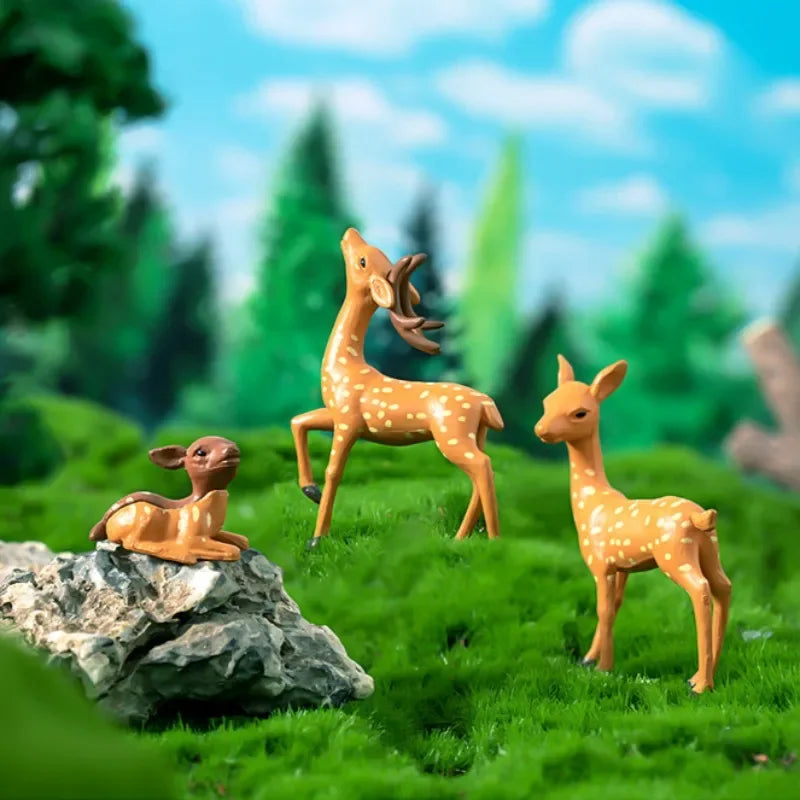 Mini Deer Realistic Elk Figurine Woodland Animal Figurines Desktop