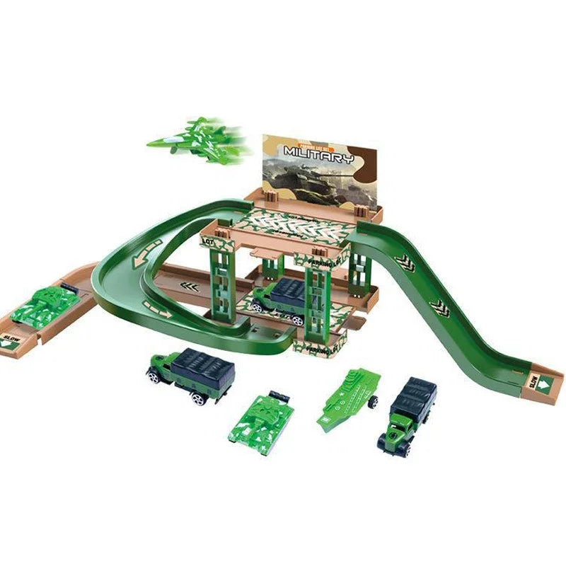 Kid Rail Parking Lot Toys Dinosaur Car Building Model Simulation Fire