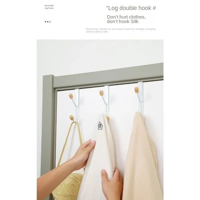 1 Over Door Hook Hanger White Sturdy Wooden Ends Clothes Towel Metal