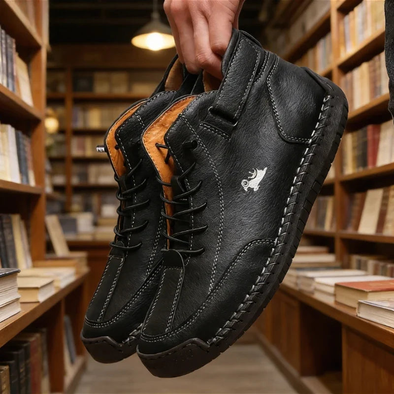 ZULIWAGN Men's Vintage Leather Lace-Up Casual Shoes | Non-Slip