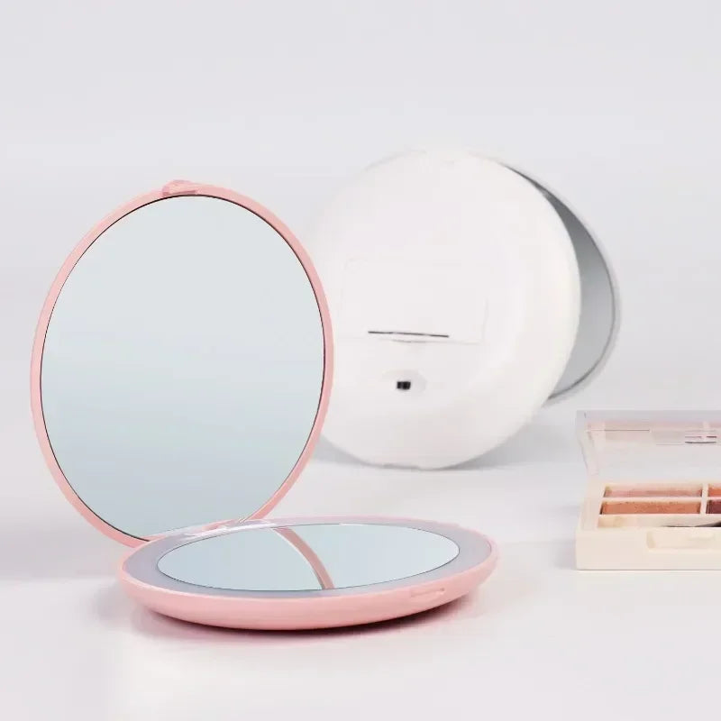 Foldable Compact Magnifying Makeup Mirror with LED Lights